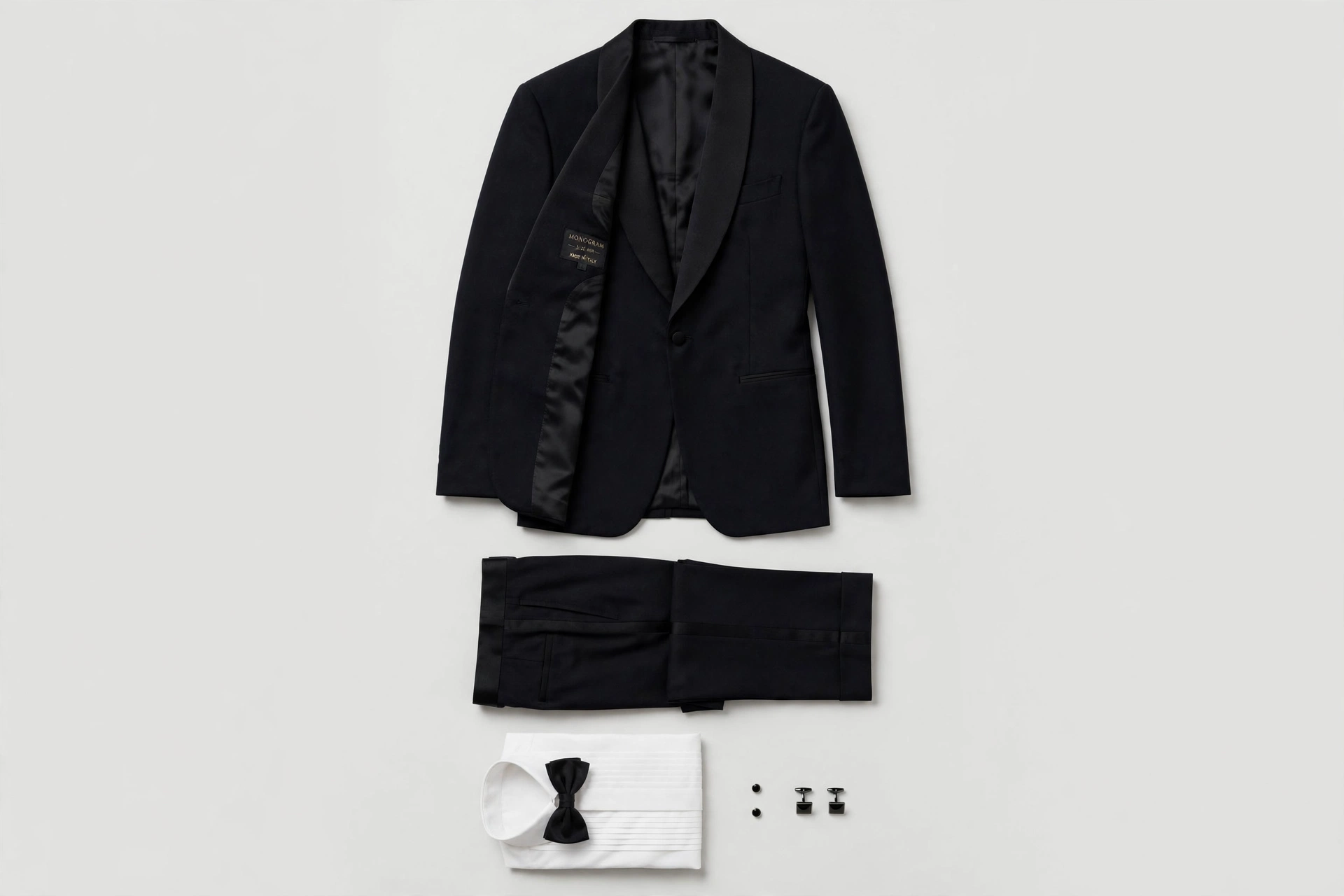 Front view of the WC2K tuxedo — a Stickman Collection exclusive